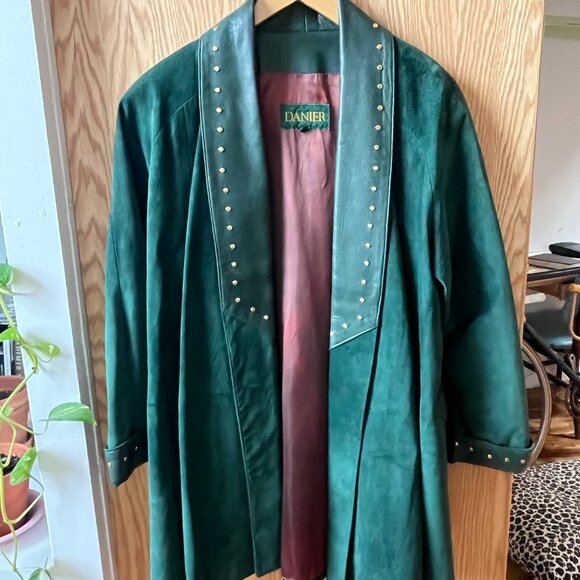 Danier green suede studded jacket - Picture 1 of 4